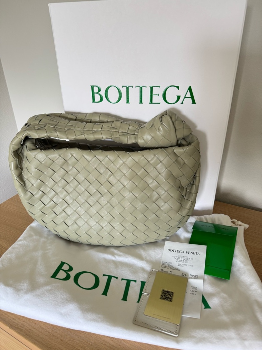 Bottega Veneta Intrecciato Small Jodie Shoulder Bag in Travertine